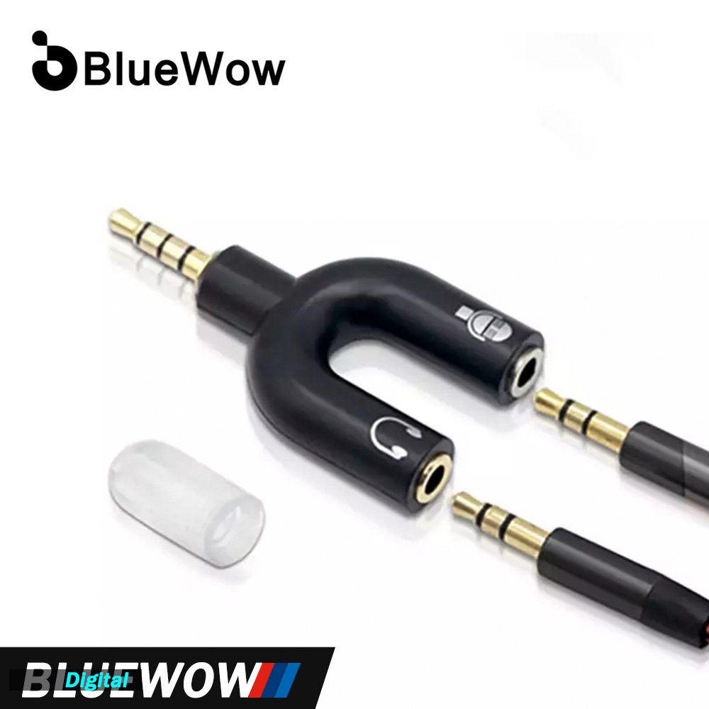 Bluewow Bộ Chia Cáp Tai Nghe Nối Dài Âm Thanh HD11 Mic Cho Máy Tính 3.5Mm Đầu Cái Thành 2 Đầu Đực 3.5Mm, Tai Nghe Chia Chữ U Bộ Chuyển Đổi Sang PC