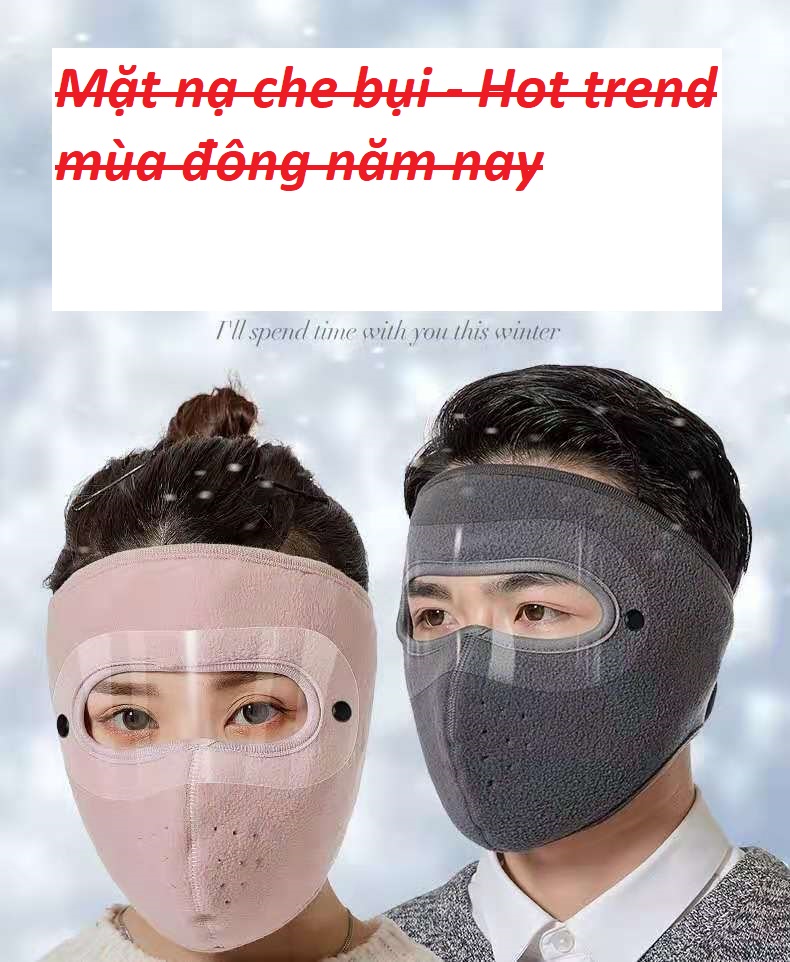 Mặt Nạ Chất Nỉ Có Kính Chắn Trong Suốt Chống Nắng Che Bụi Che Gió Toàn Bộ Khuôn Mặt