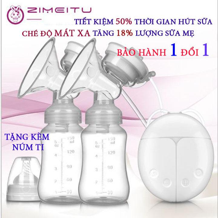 Máy hút sữa điện đôi Zimeitu (TẶNG KÈM NÚM TI) siêu êm ái, giá thành hợp túi tiền, tiết kiệm 50% thời gian vắt sữa- máy hút sữa bằng điện, máy hút sữa, máy hút sữa điện đôi