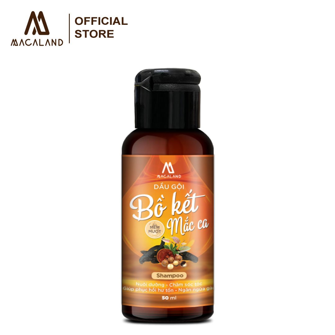 Dầu gội Bồ Kết MỀM MƯỢT Macadamia 50ml MACALAND dùng cho mọi loại tóc