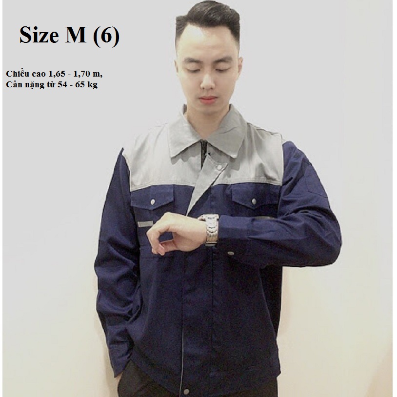 Áo kaki nam lao động Size M  loại dày khóa kéo bảo hộ lao động dành cho kỹ sư, công nhân xây dựng,cơ khí, hóa dầu, nông nghiệp