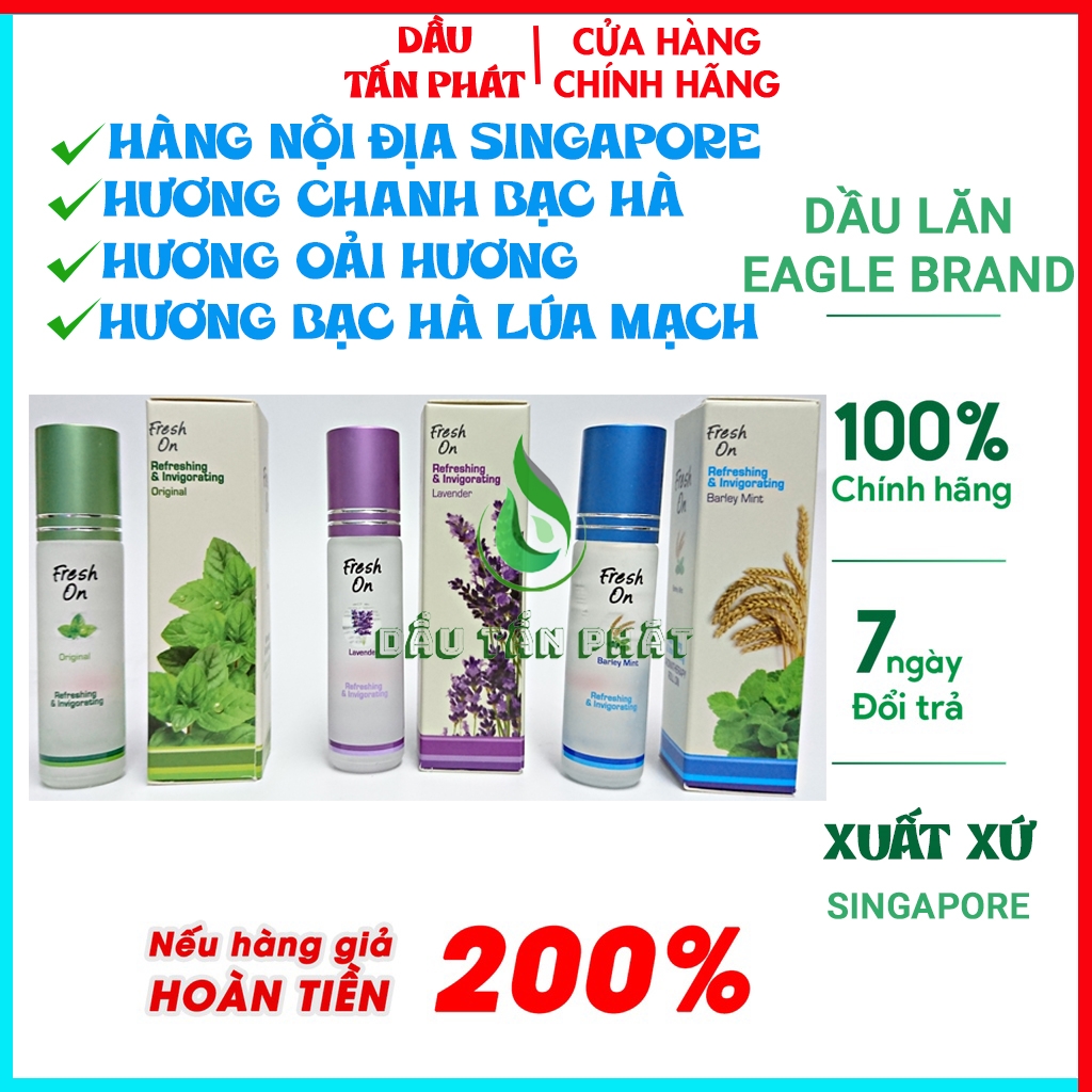 1 chai Tinh Dầu gió Con Ó Fresh On dạng lăn 8ml Made in Singapore