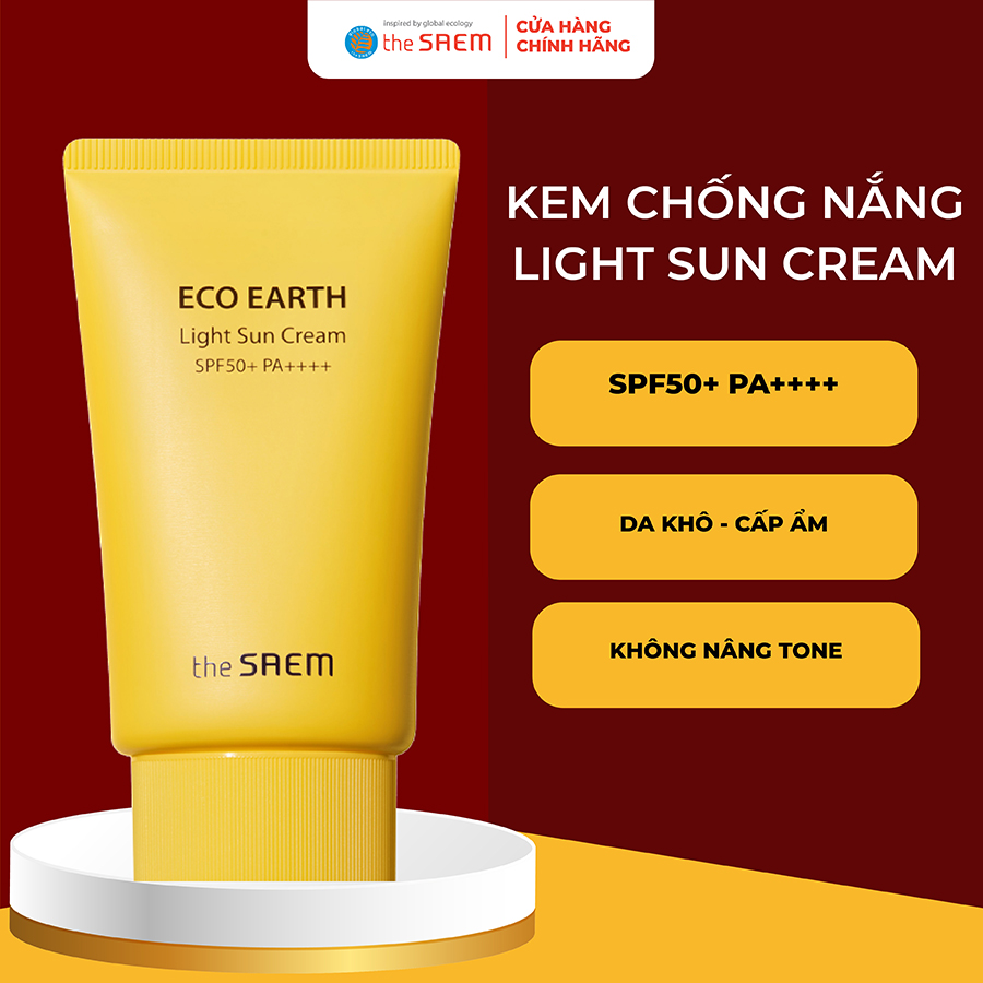 Kem Chống Nắng Ngăn Ngừa Tia UVA và UVB The Saem Eco Earth Light Sun Cream 50g