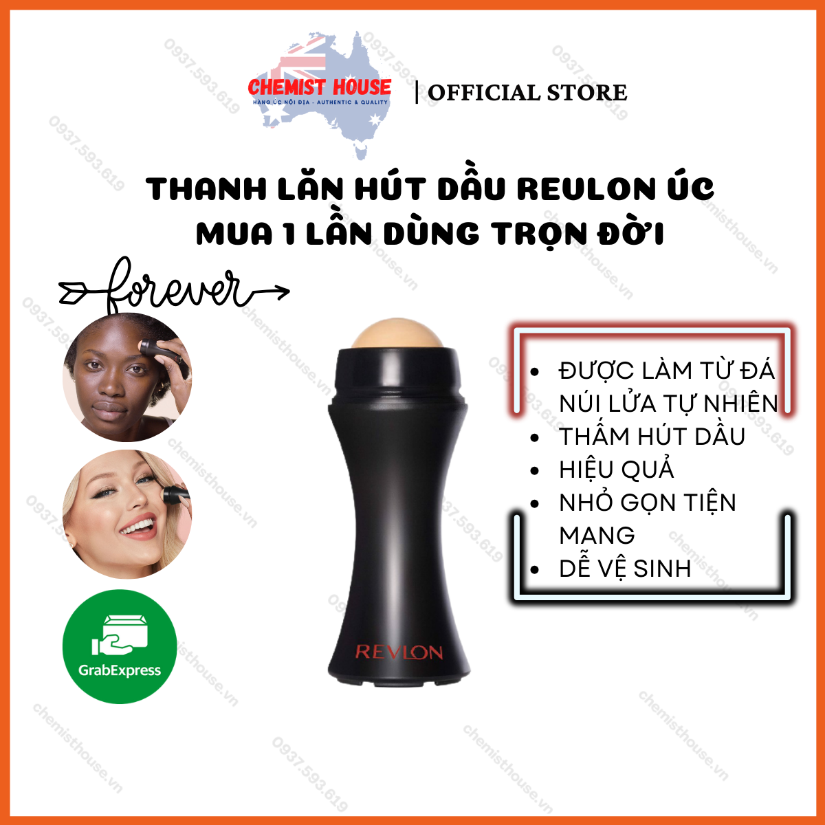 Thanh lăn hút dầu Revlon từ núi đá lửa