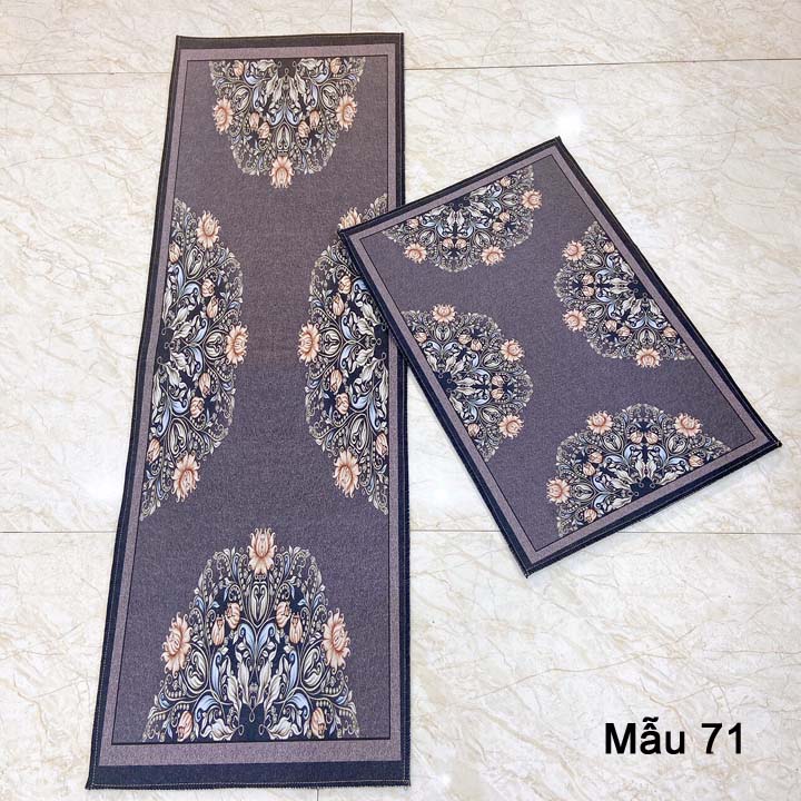 Bộ thảm bếp 2 chiếc màu hoa xám mẫu 71