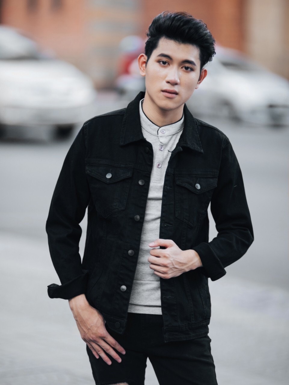 [HCM]ÁO KHOÁC BÒ NAM ĐEN TRƠN DÀY DẶN PHỐI TÚI CỰC ĐẸP M998