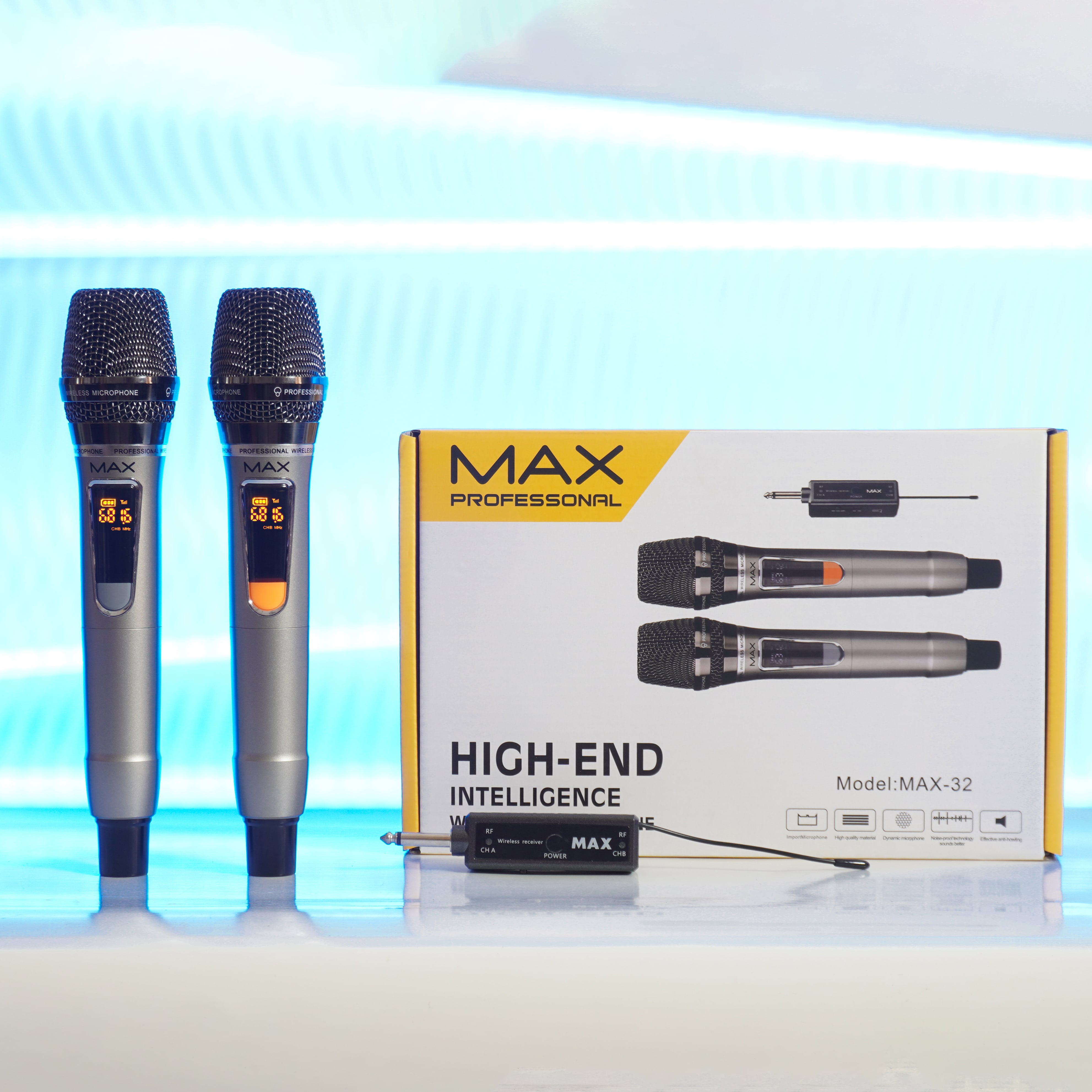 Micro không dây đa năng Max 32 - Màn hình LCD hiển thị tần số - phù hợp cho mọi thiết bị