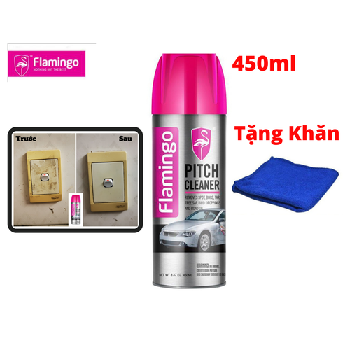 [HCM]Dung Dịch Tẩy Nhựa Đường Tẩy Keo Flamingo Pitch Cleaner F012 450ml Tặng Khăn