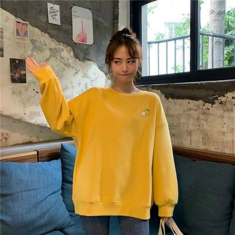 Áo sweater thêu hình trái cây dễ thương chất liệu thun pe mềm mại dễ giặt dễ sử dụng không lo bị xù lông tp