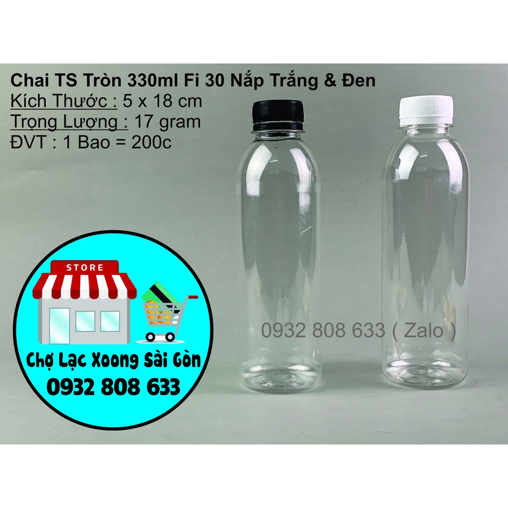 Combo 100 chai nhựa tròn 330ml nắp vặn fi 30 miệng nhỏ