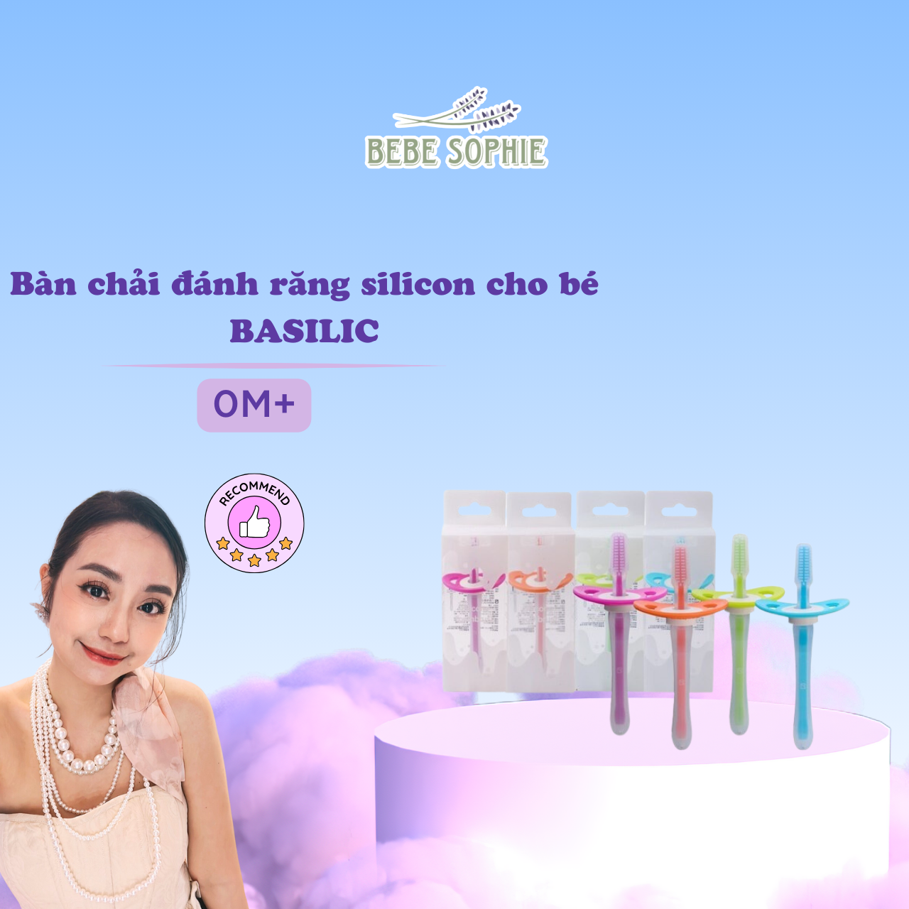 Chính hãng - Bàn chải đánh răng Basilic làm từ silicon an toàn cho bé, có thể dùng làm gặm nướu