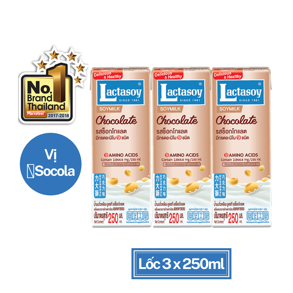[Giao nhanh ở HCM & HN] Sữa Đậu Nành Lactasoy Chocolate - Lốc 3 hộp x 250ml