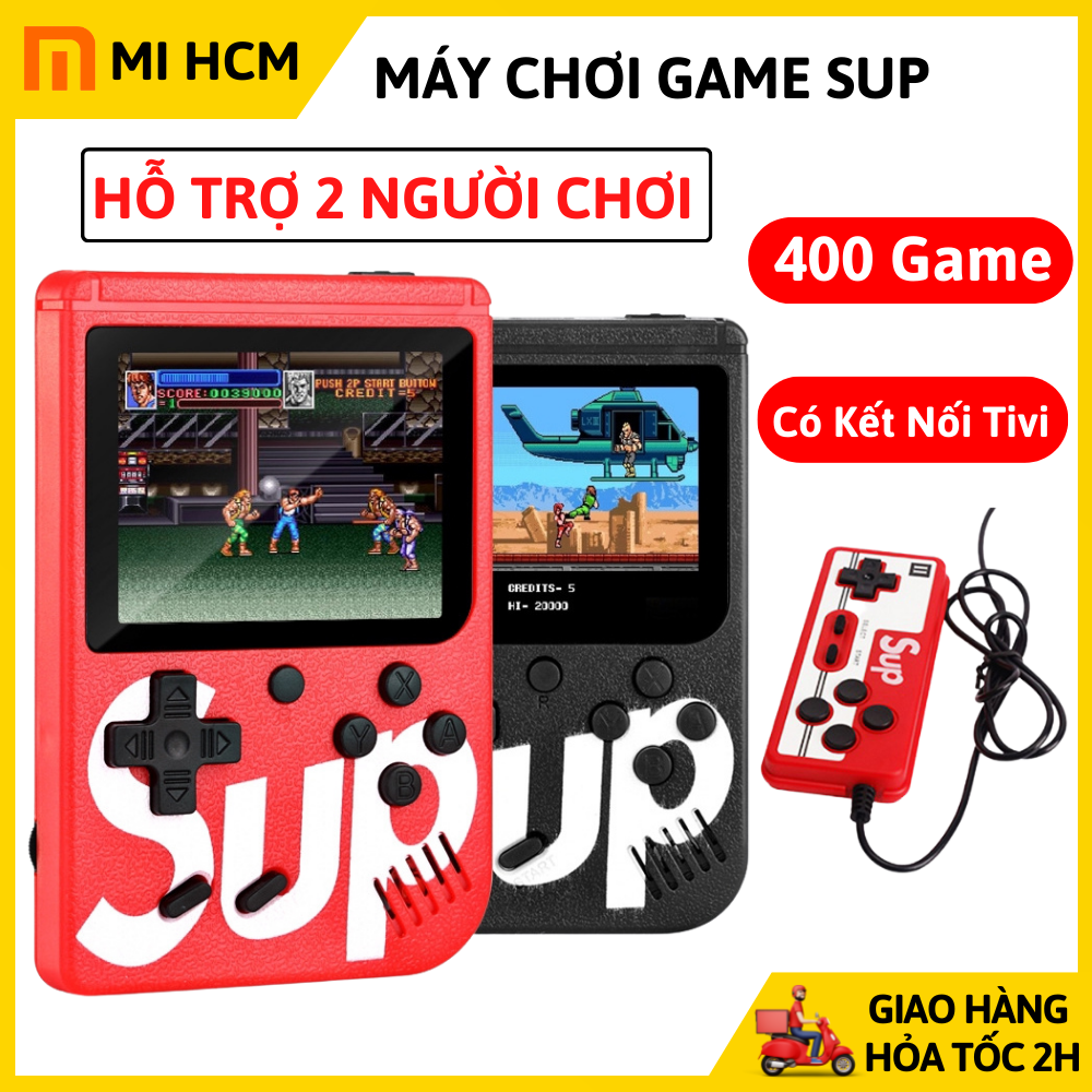 Máy chơi game cầm tay Sup 400 game, máy chơi game 2 người chơi cầm tay, kết nối tivi kèm tay cầm chơi game 2 người, máy điện tử 4 nút 400 trò chơi cổ điển, bảo hành 6 tháng, lỗi 1 đổi 1