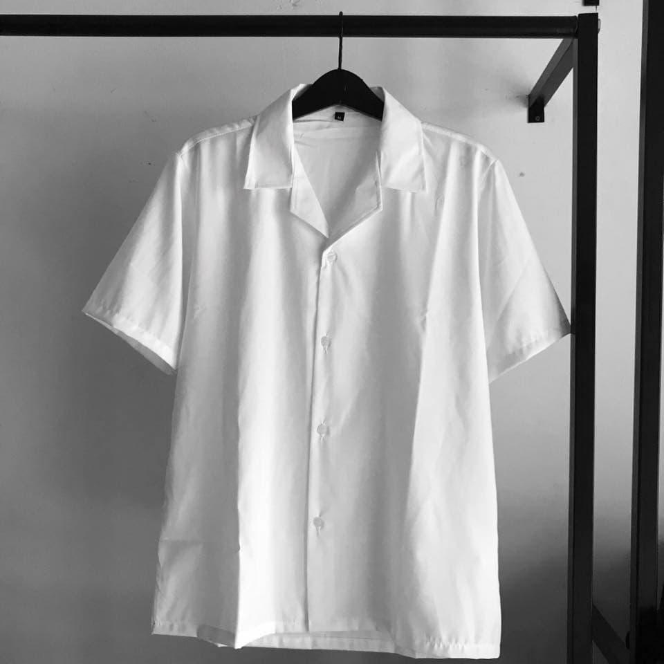 Áo sơ mi tay ngắn cổ vest MÀU TRẮNG vải lụa mát unisex - Áo sơ mi nam nữ Hàn Quốc ulzzang đẹp năm 2020 | Valu Store