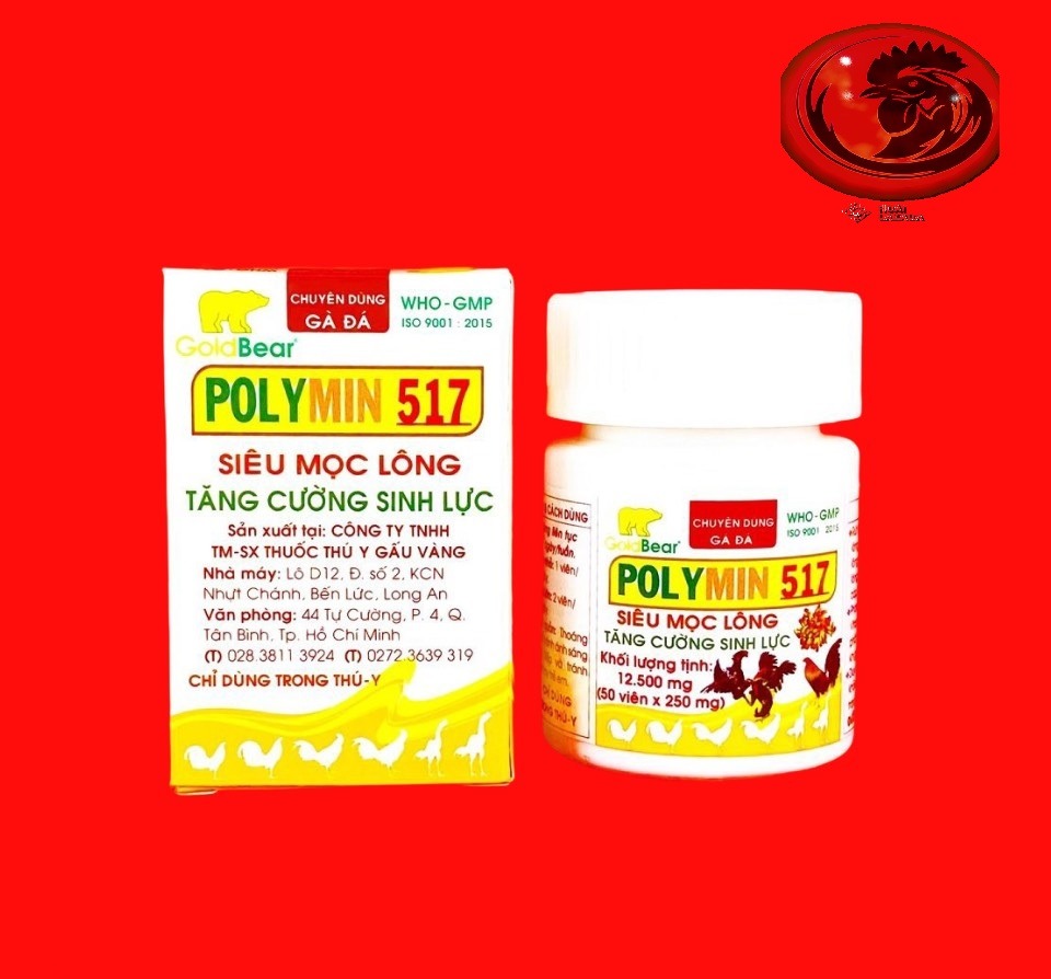 SIÊU MỌC LÔNG POLYMIN 517 dành cho gà đá thay lông HỘP 50 viên