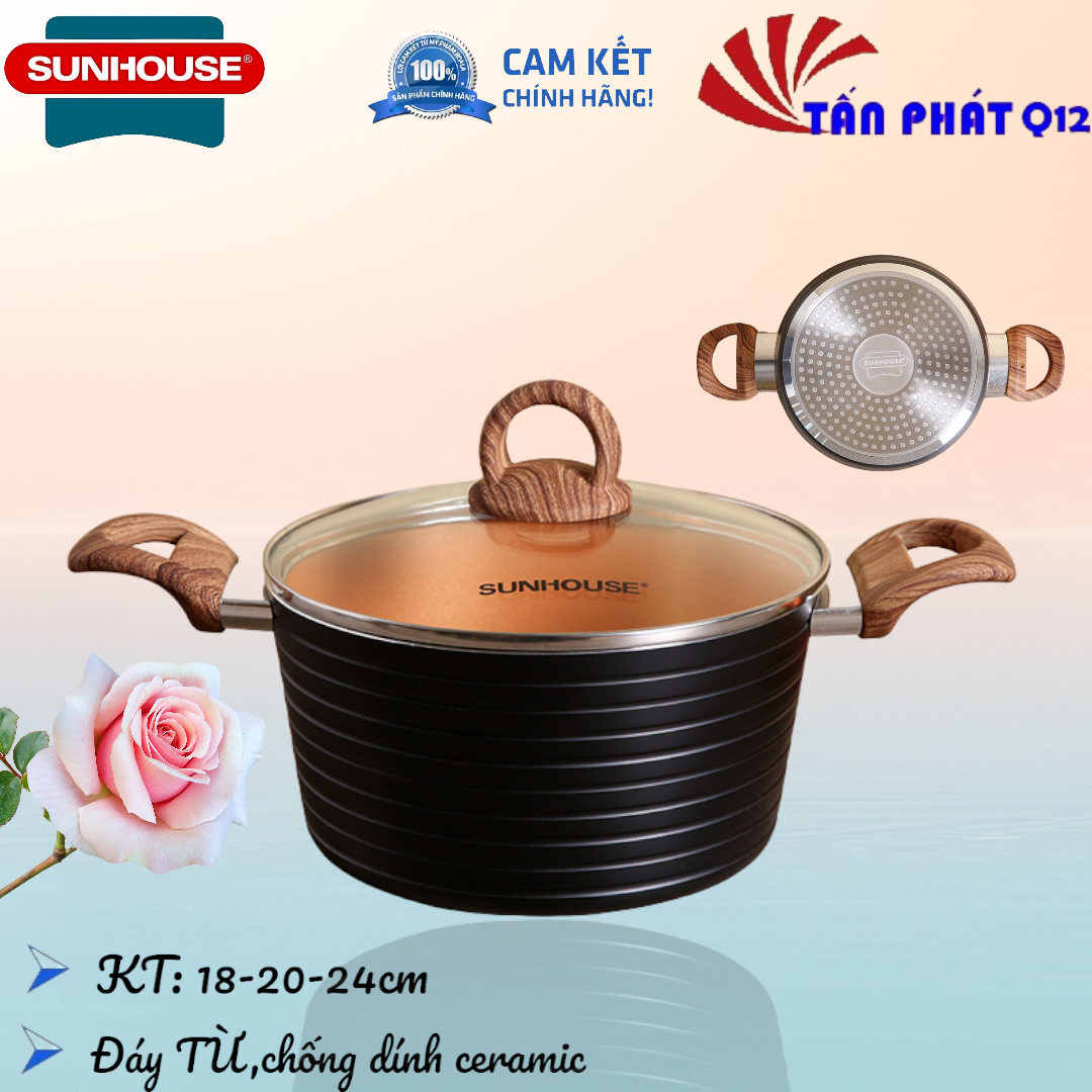 Nồi ceramic đáy từ sunhouse đủ size có hình thật