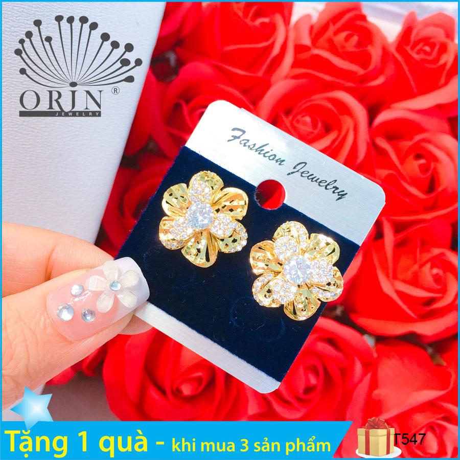 Bông tai thời trang nữ, bông tai hoa xoáy đính đá thiết kế thời trang Orin T547