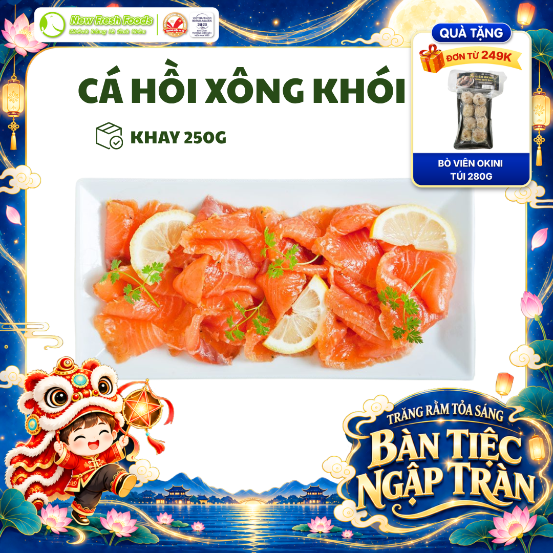 [HỎA TỐC HCM] Cá Hồi Chile Xông Khói - Khay 250G Thịt cá hồi hun khói tươi ngon chất lượng cao