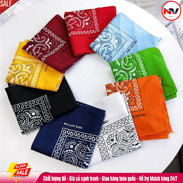 Khăn Headband Bandana Vải Họa Tiết Đội Đầu, Choàng Cổ, Làm Phụ Kiện Quần Áo Cá Tính 55x55 cm