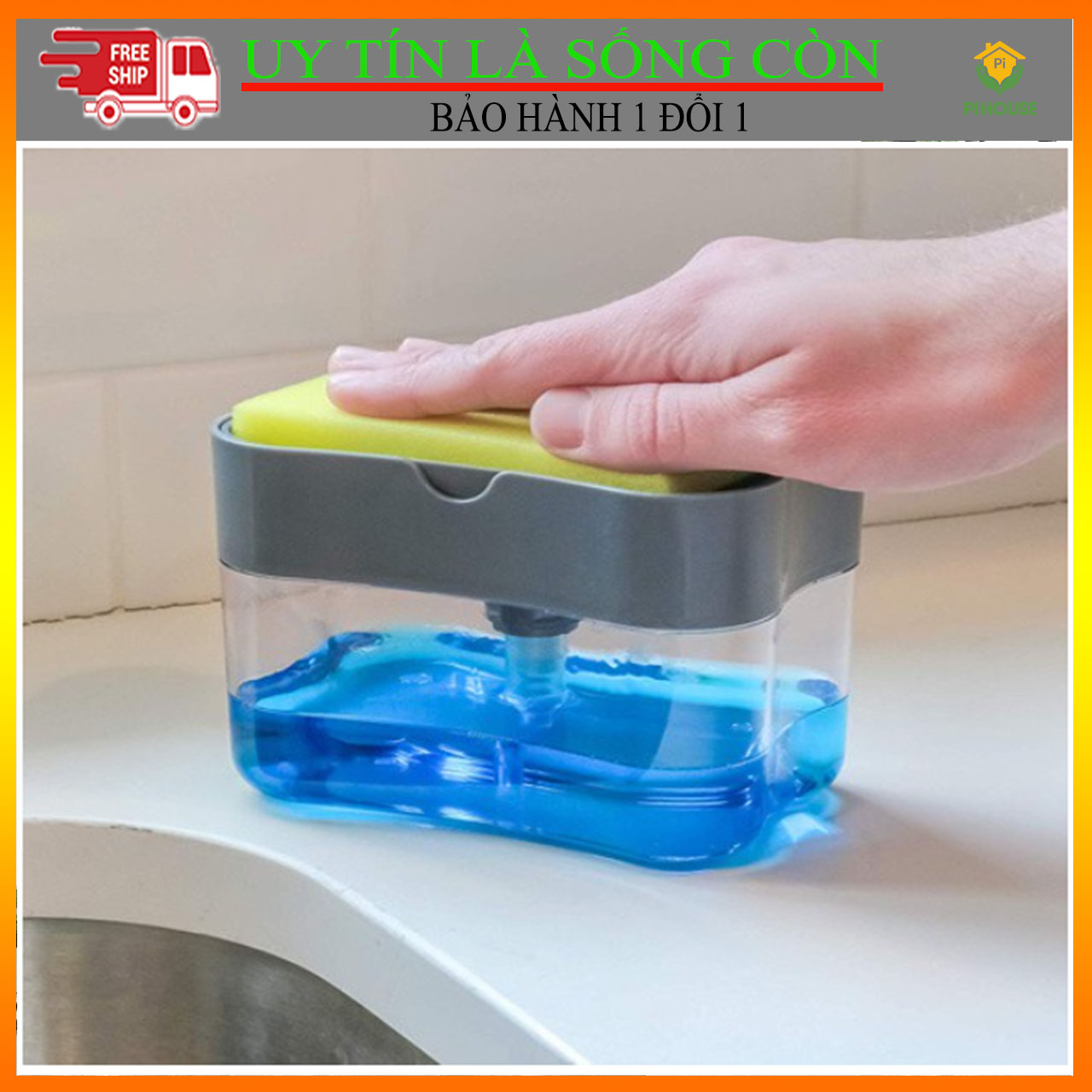 Hộp lấy xà phòng tự động - ấn xà phòng tự động - khay để giẻ rửa bát xà phòng tự động