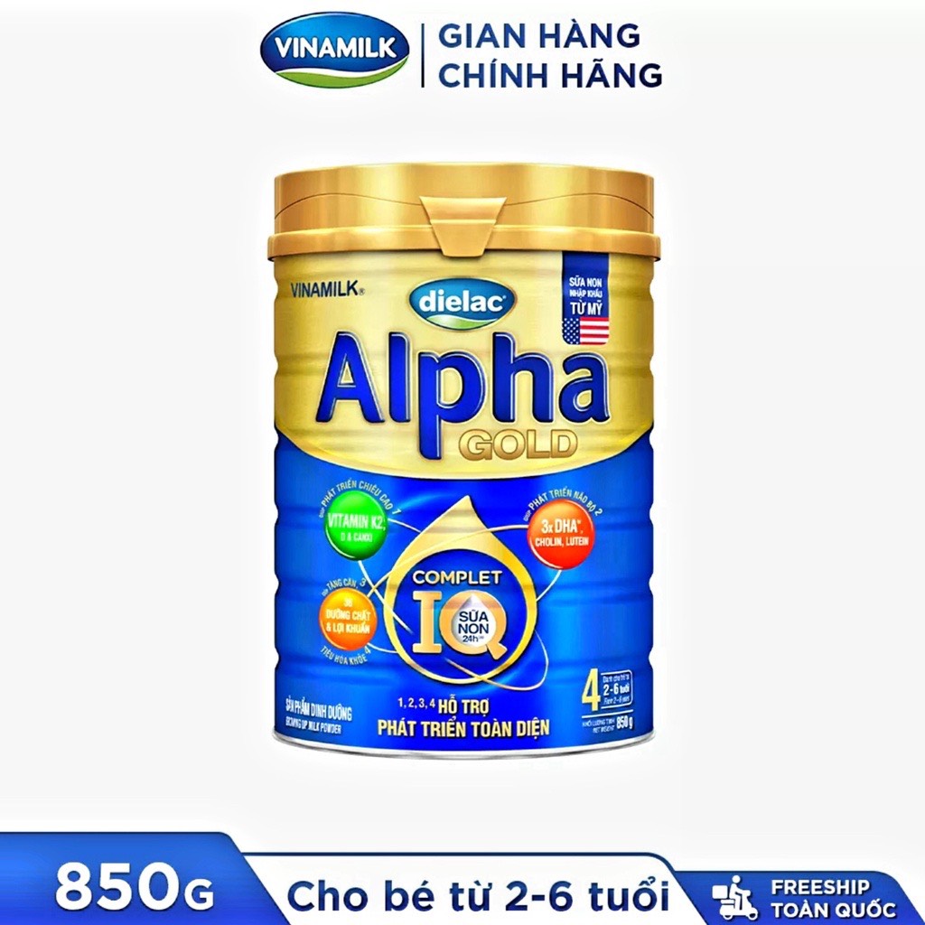 Sữa Bột Dielac Alpha Gold 4 - Lon 850g - Dành cho bé 2 tuổi trở lên