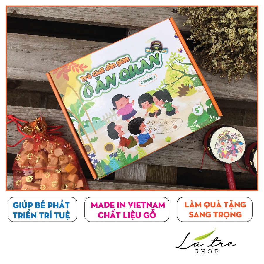 Bộ trò chơi ô ăn quan viên gỗ - đi tìm kho báu - 2 mặt chơi 3020