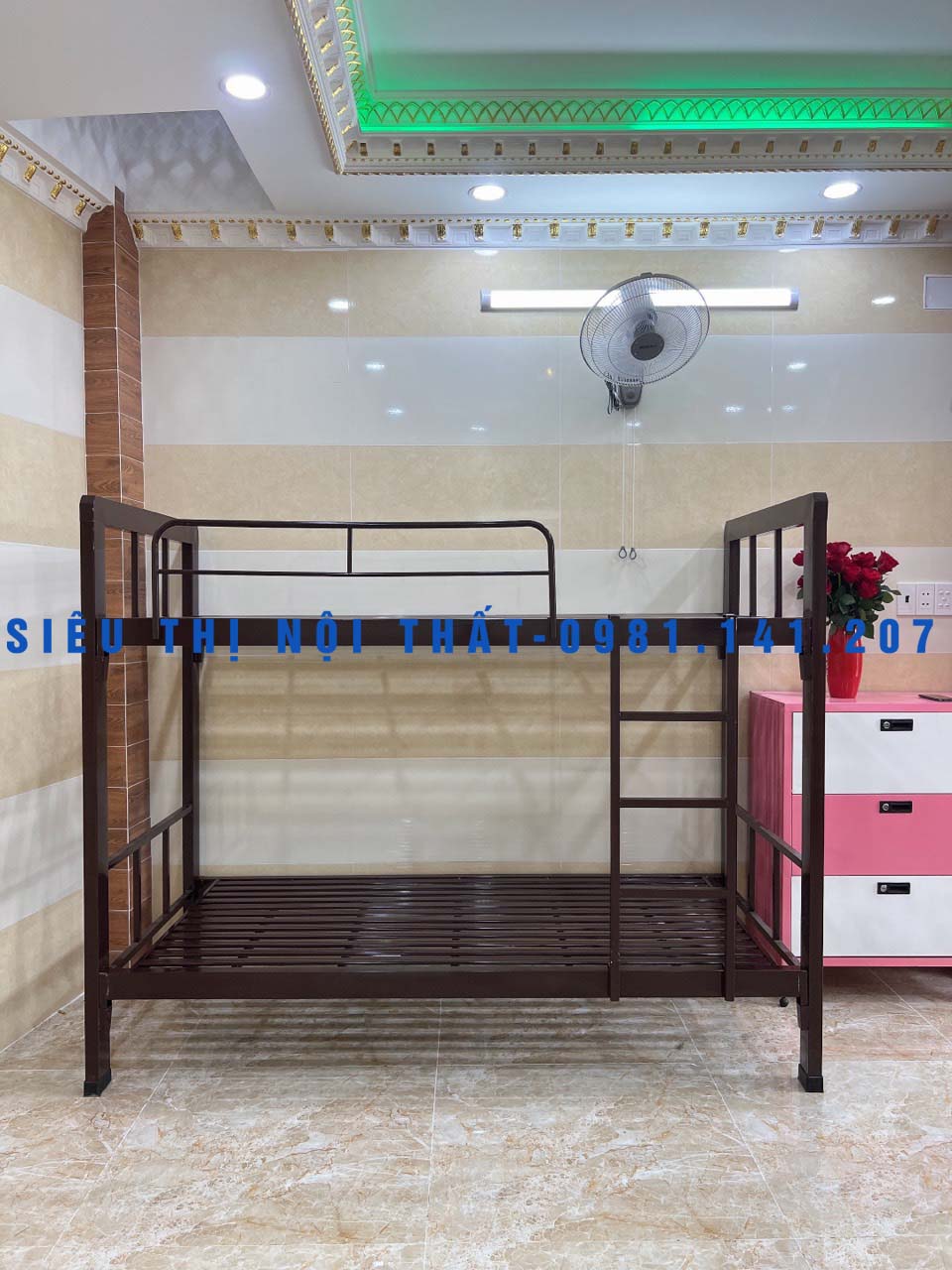 Giường tầng sắt hộp rộng 0.8m dài 2m | giường tầng người lớn | giường tầng sắt siêu chắc - siêu thị nội thất