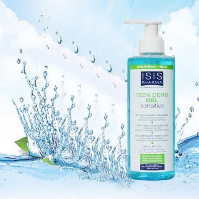 Gel rửa mặt giảm nhờn mụn cho da Nhạy Cảm IsIs Pharma Teen Derm Gel Sensitive 250ml