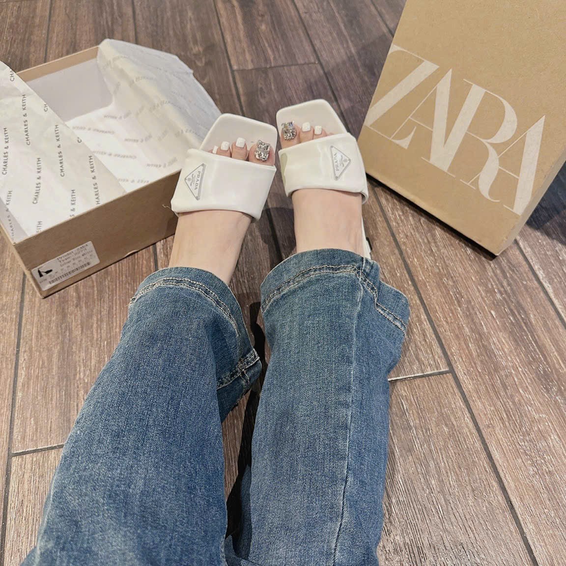 Dép cao gót 7 phân quai ngang gót nhọn mẫu mới siêu sang