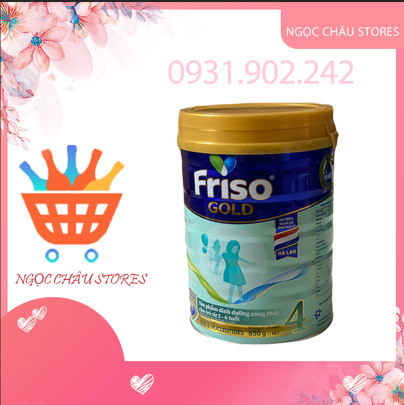 Sữa Bột Friso Gold 4 lon thiếc 850g - cho trẻ từ 2-6 tuổi