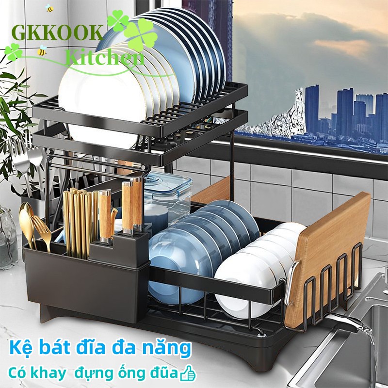GKKOOK ⭐ Nhà bếp Kệ bát Kệ chén bát 2 tầng ,Kệ để chén bát đa năng kệ đựng chén bát kệ để chén bát, giá chén bát tủ bếp giá để bát,kệ inox úp chén bát
