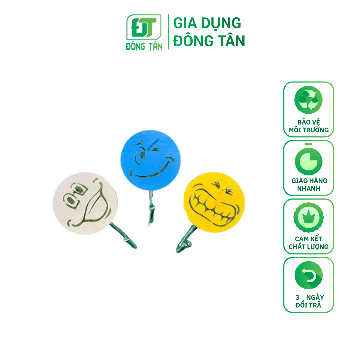 [HCM]Combo 6 Móc Dán Tường Bằng Gỗ Mặt Cười Ngộ Nghĩnh Móc Treo Bằng Inox Có Sẵn Đinh Thép Màu Ngẫu Nhiên