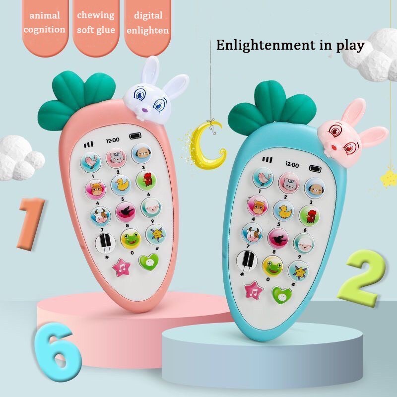 Đồ chơi cho bé ĐIỆN THOẠI trẻ em hình cà rốt - Điện thoại kèm ngậm nướu cho trẻ sơ sinh và trẻ nhỏ sáng tạo