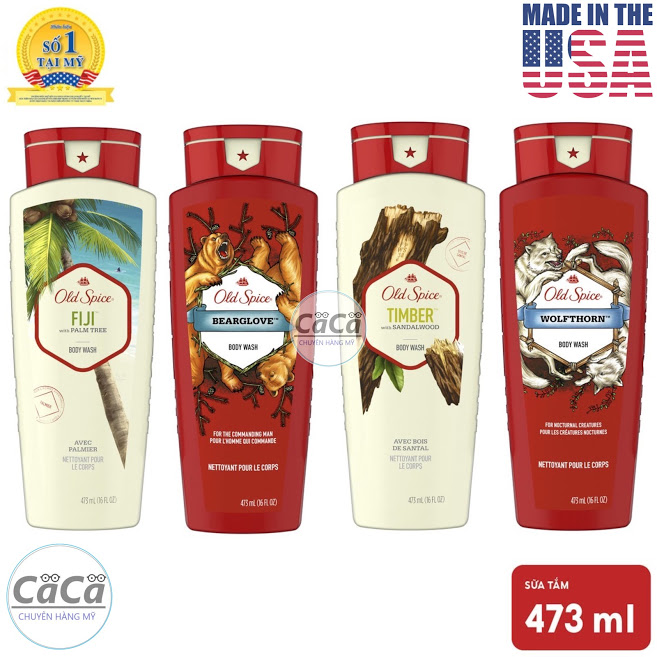 1 chai sữa tắm nam gel old spice 473ml timber | bearglove | fiji | wolfthorn - mỹ