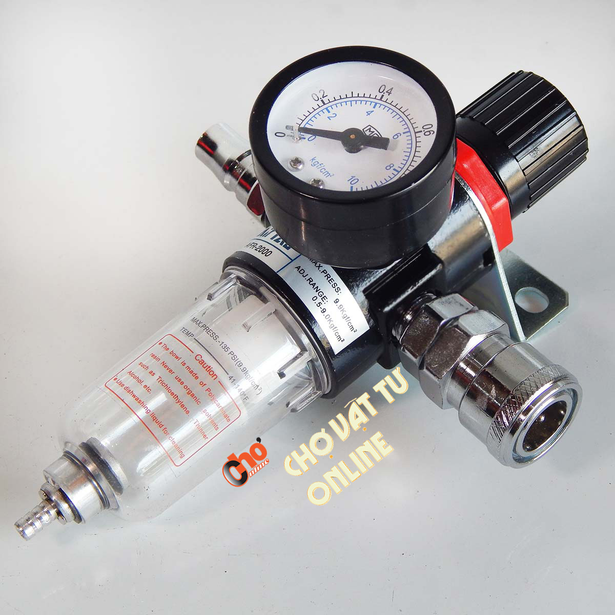 BỘ LỌC HƠI KHÍ NÉN AFR2000 KÈM VAN ĐIỀU CHỈNH ÁP SUẤT VÀ ĐỒNG HỒ (TẶNG KÈM NỐI NHANH)