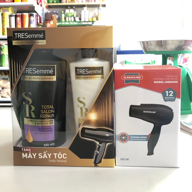 Combo dầu gội - dầu xả tresemme ngăn rụng tóc 650g - 340g - tặng máy sấy tóc