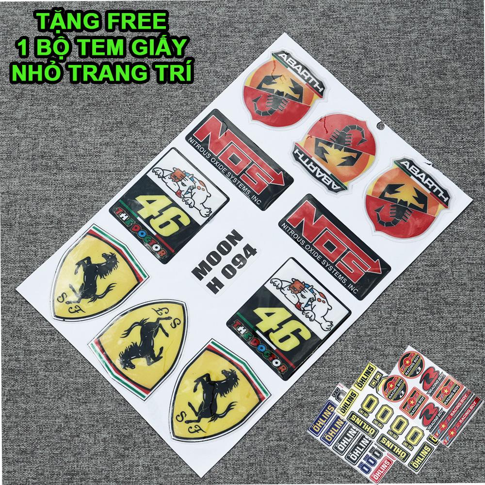 [HCM]Bộ tem logo tem nổi NOS ngựa chiến bò cạp... mẫu mới