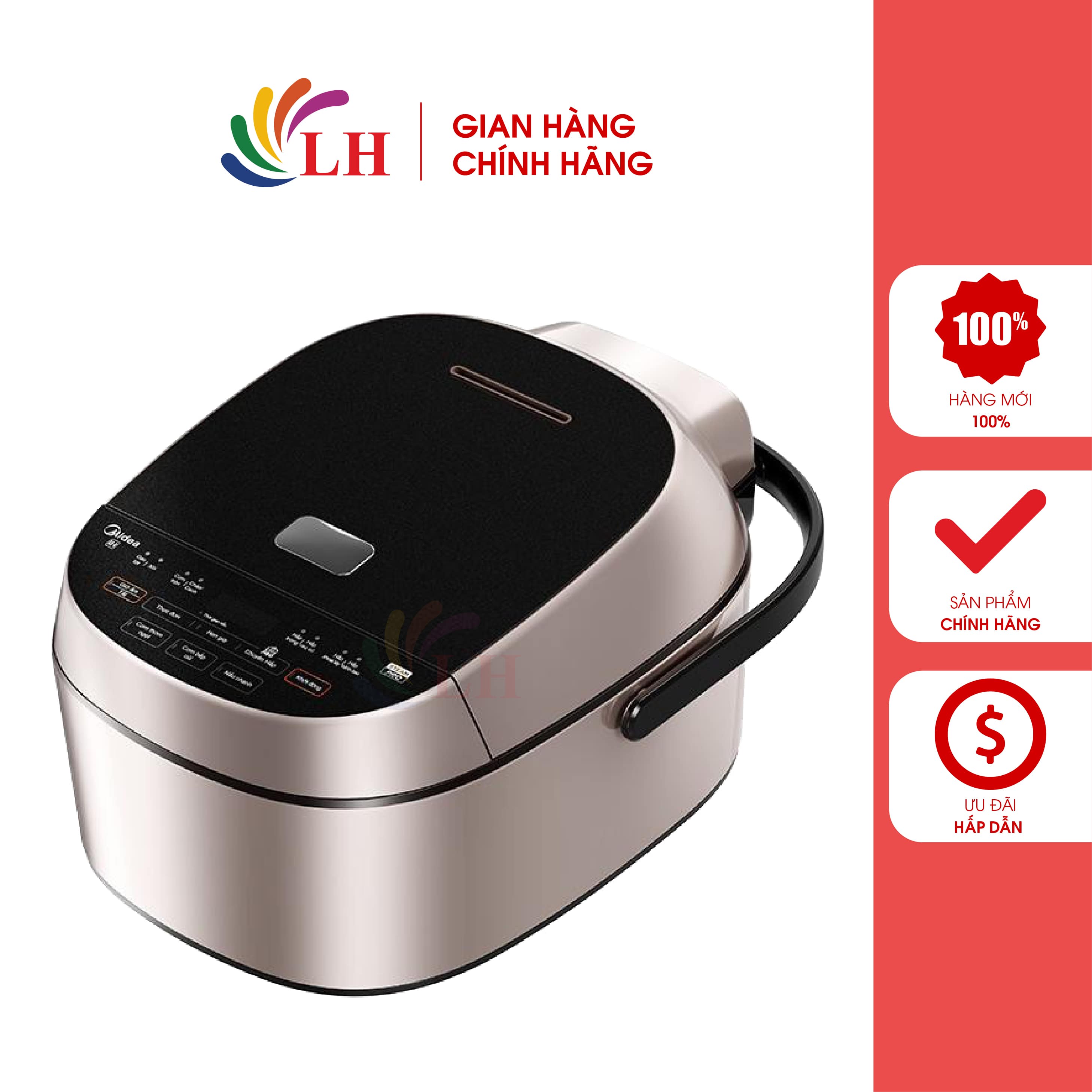 Nồi cơm điện cao tần Midea 1.8 lít MB-HS5008 Hàng chính hãng - Công suất 1250W, công nghệ nấu cao tần, bảng điều khiển điện tử dễ dùng, đa chức năng nấu nướng, hẹn giờ