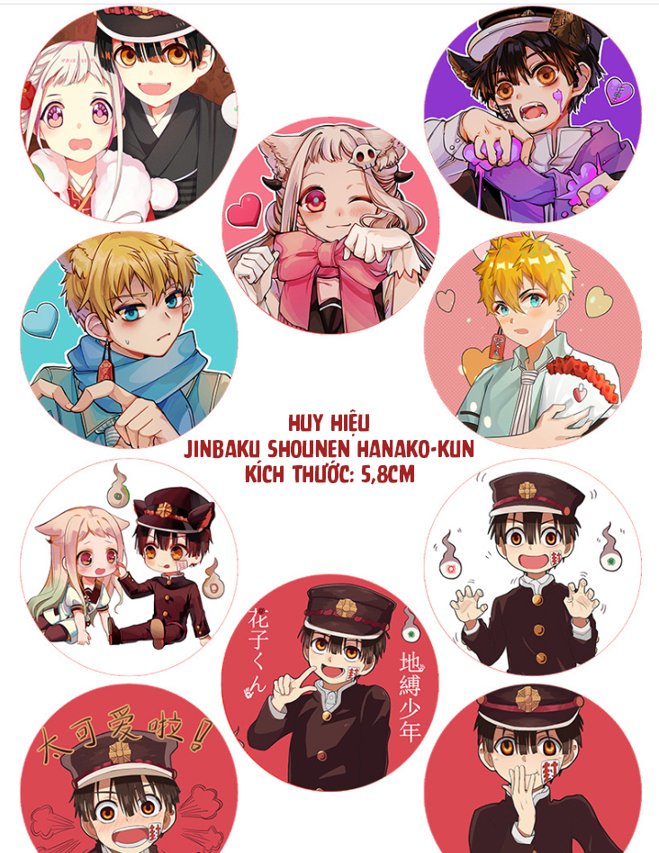Huy hiệu Anime Jinbaku shounen hanako-kun kích thước 5,8cm