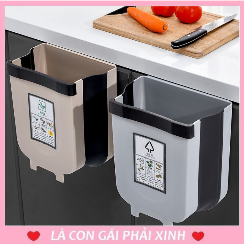 Thùng rác thông minh gấp gọn đa năng treo tủ bếp, xe hơi nhà vệ sinh - thùng rác mini gấp gọn tiện lợi - thùng rác đa năng gấp gọn