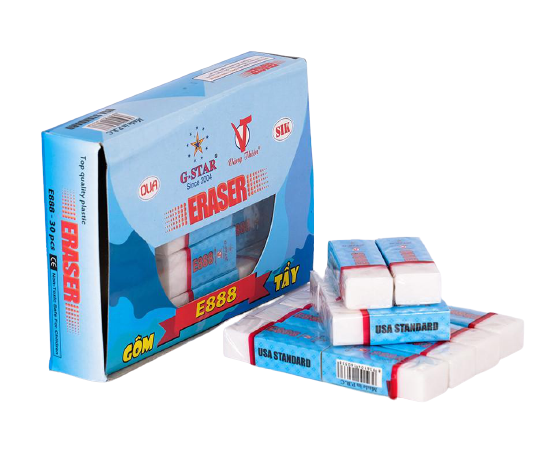 Bộ 30 cục gôm màu trắng E-888 G-STAR được làm bằng cao su tự nhiên, dẻo dai, có độ đàn hồi tốt