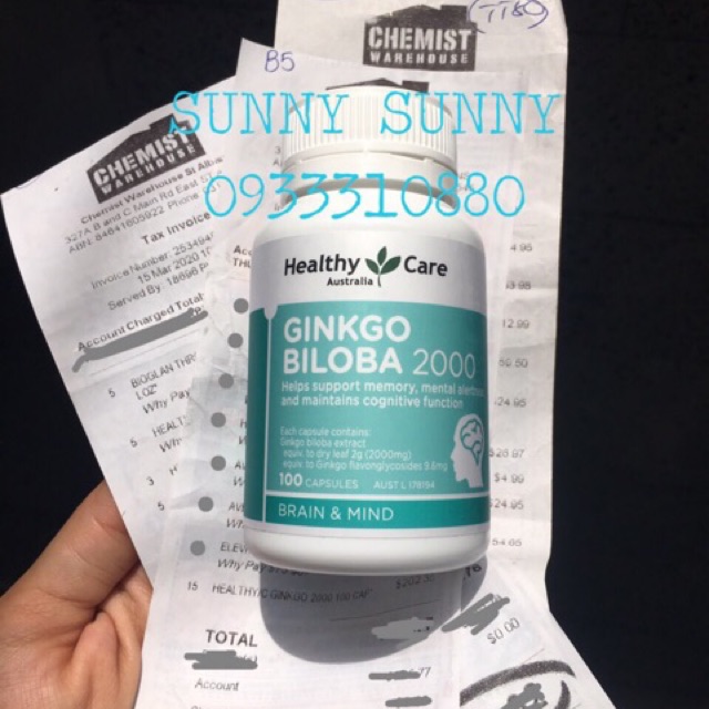 Viên Bổ Não Ginkgo Biloba Healthy Care 100 viên.
