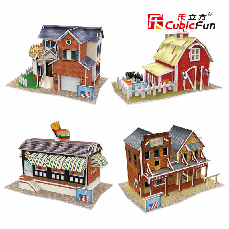 Mô hình giấy 3D CubicFun - Bộ nhà truyền thống Mỹ