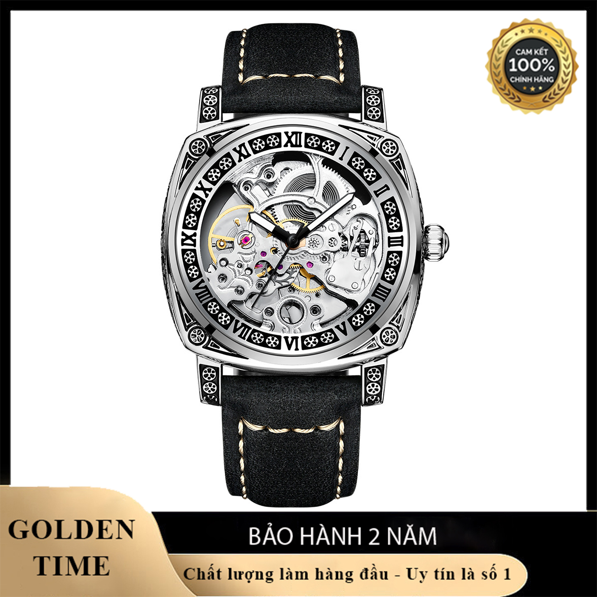 Đồng hồ Cơ nam chính hãng LOUIE JUELEN FullBox Mặt kính phủ Sapphire chống nước, chống xước, Bảo hành 2 năm