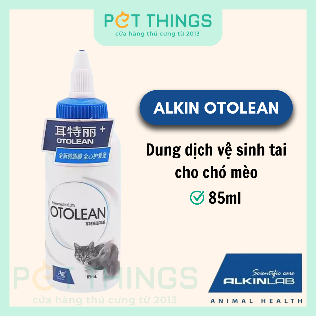 Dung dịch vệ sinh tai cho chó mèo alkin otolean 85ml