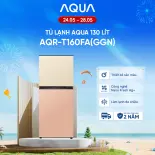 [SẢN PHẨM MỚI 2025] Tủ lạnh AQUA 130 lít ngăn đá trên AQR-T160FA(GGN) - Màu Be hồng - Freeship toàn quốc - Bảo hành 2 năm