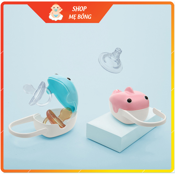 Hộp đựng ty giả, núm ty, đồ khô hình cá heo siêu cute cho bé