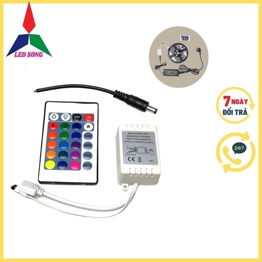 Mạch Điều Khiển Led Dây Dán 7 Màu 5m Kèm Remote Điều Khiển Từ Xa