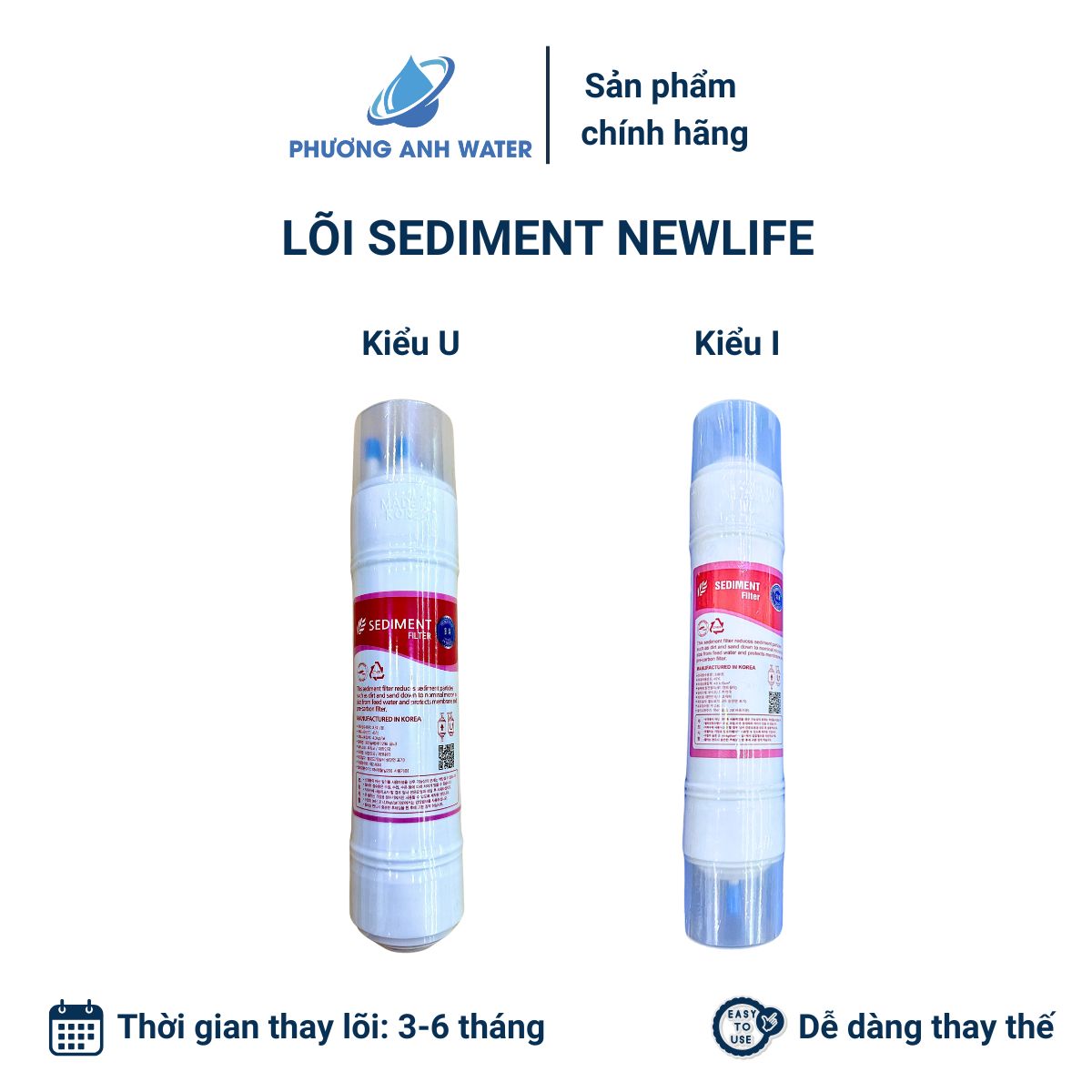 Tặng cút nối nhanh - Lõi đúc nối nhanh chính hãng Newlife Hàn Quốc 1 đầu và 2 đầu dùng cho máy lọc nước Newlife, Korihome