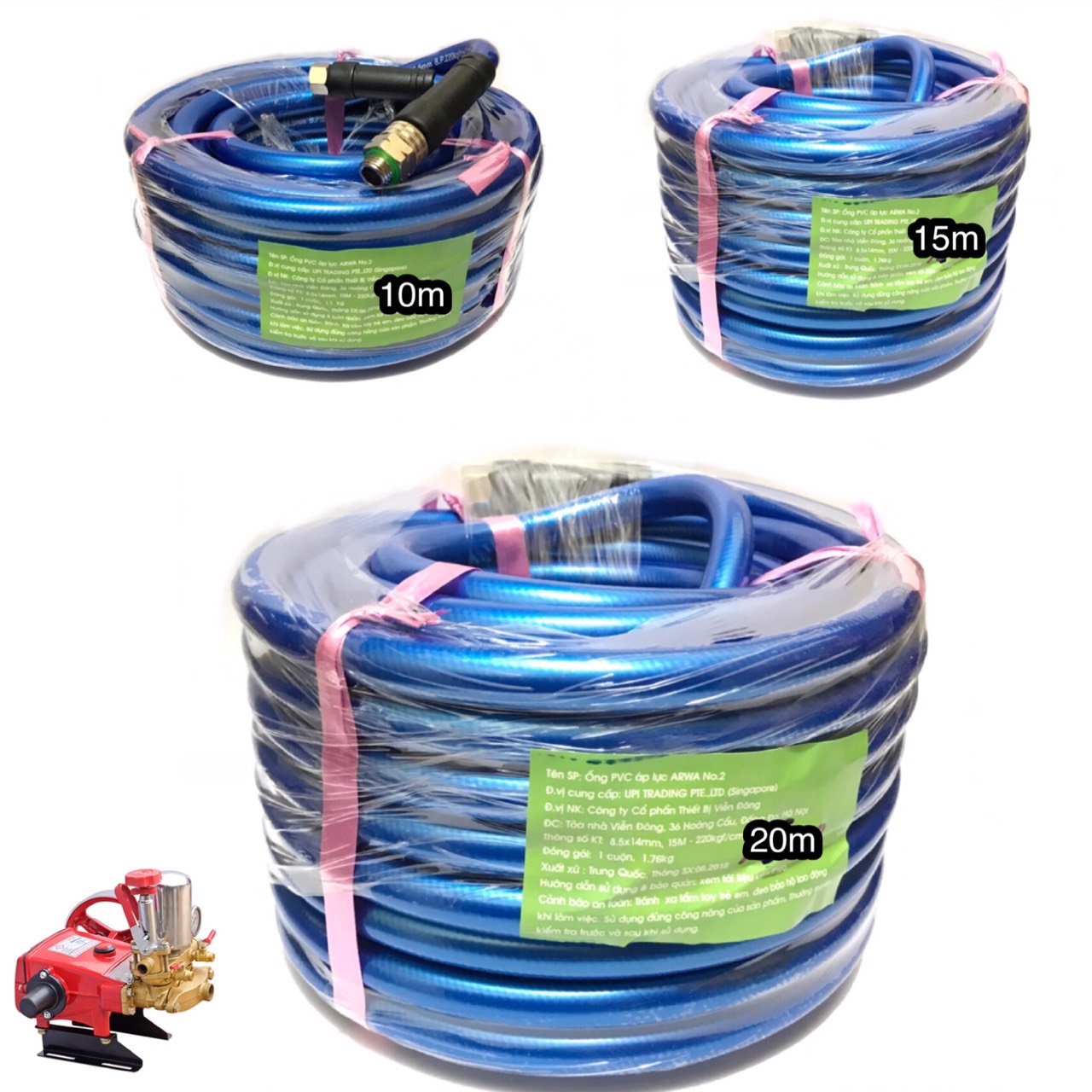 Dây rửa xe áp lực 10m, 15m, 20 / lắp đầu xịt rửa kéo dây curoa